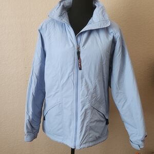 Light Blue Zip-Up Jacket With Hood